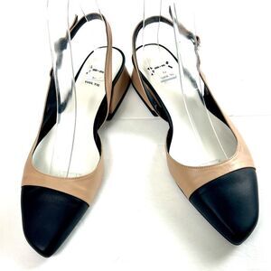 Yuul Yie Black and Cream Leather Slingback Heels